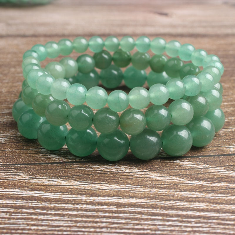 Fashion Natural Green Aventurine Round Beads Bracelet