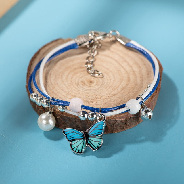 Cute Metal Drip Glaze Pendant Bracelet Hand-Wowen