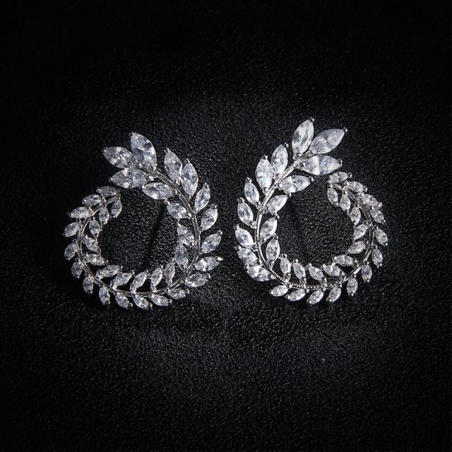 Luxury AAA Zircon Olive Branch Pendant Set For Women