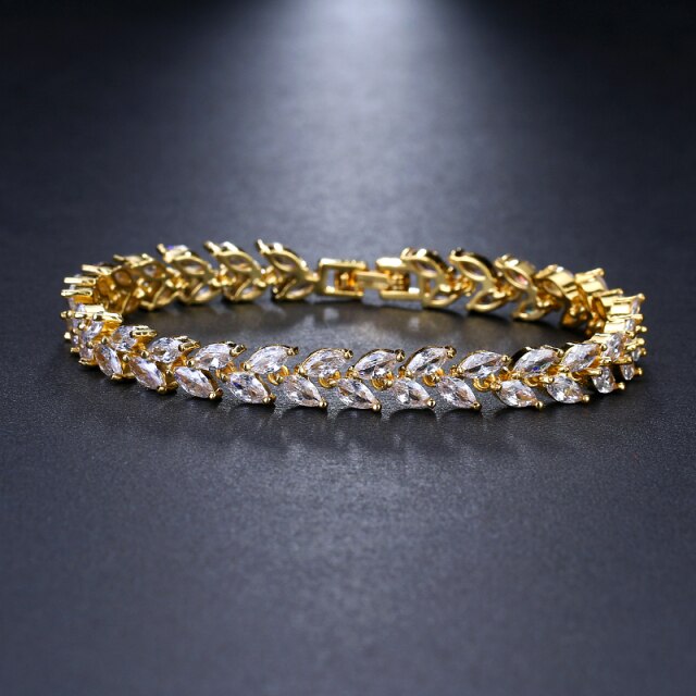 Luxury AAA Zircon Olive Branch Pendant Set For Women