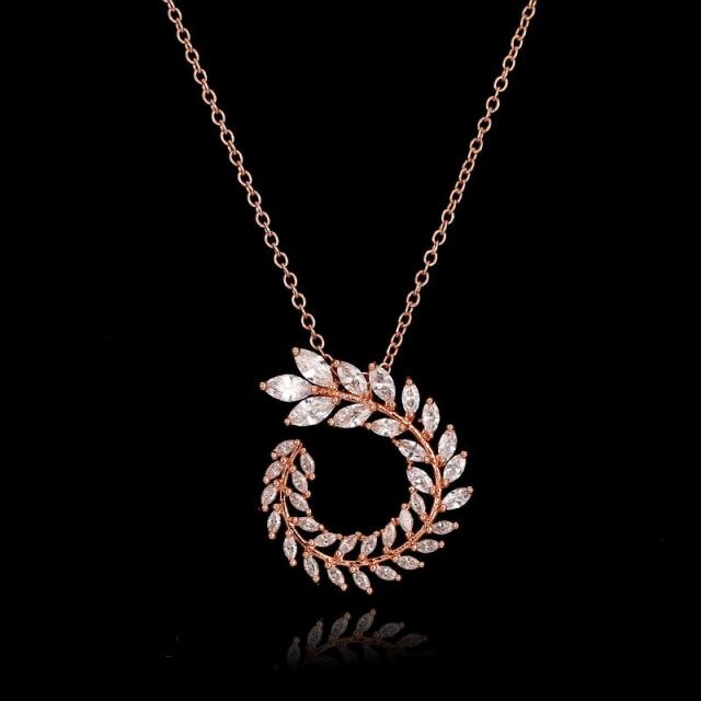 Luxury AAA Zircon Olive Branch Pendant Set For Women