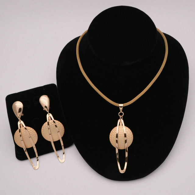 African Round Necklace Bracelet Dubai Gold Jewelry Sets