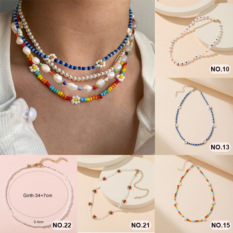 Trendy Bead Strand Beaded Choker Necklace