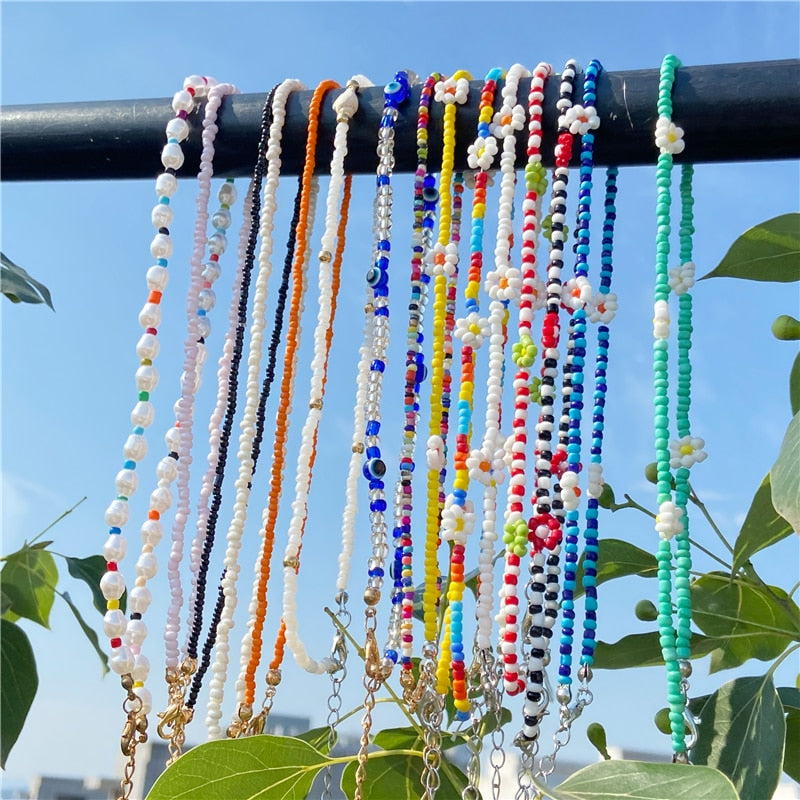 Trendy Bead Strand Beaded Choker Necklace