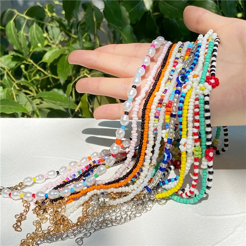 Trendy Bead Strand Beaded Choker Necklace