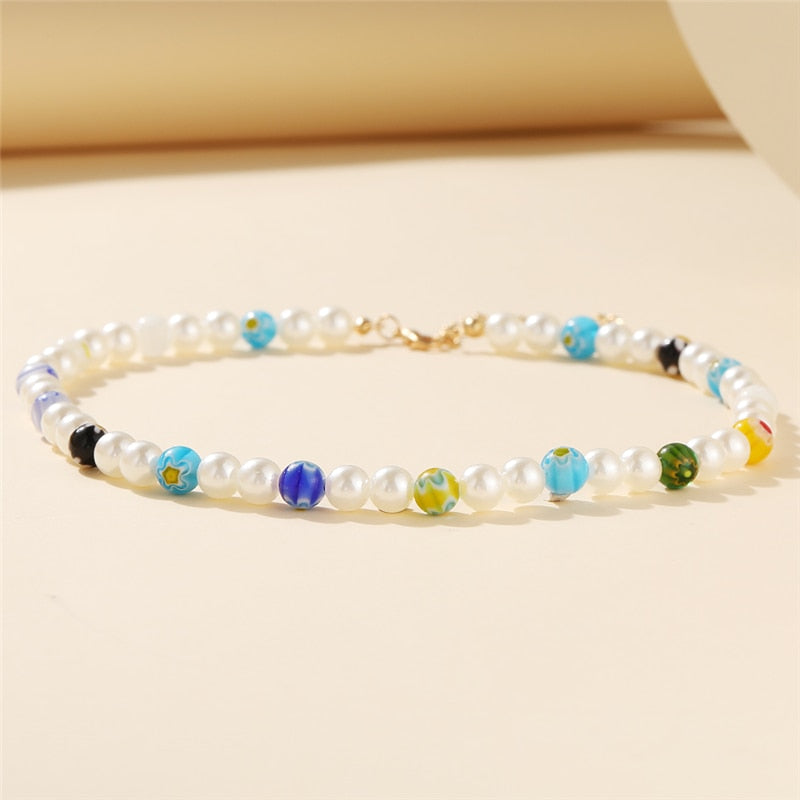 Trendy Bead Strand Beaded Choker Necklace