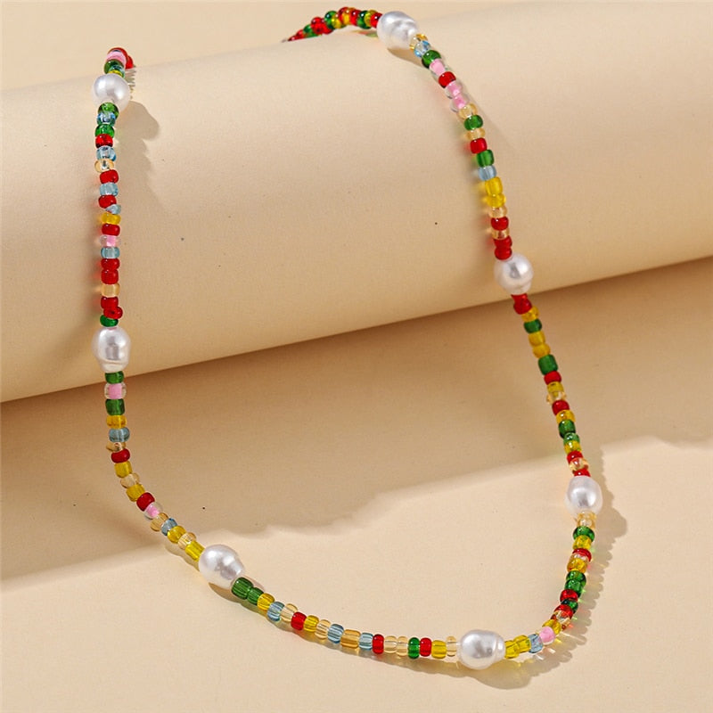 Trendy Bead Strand Beaded Choker Necklace