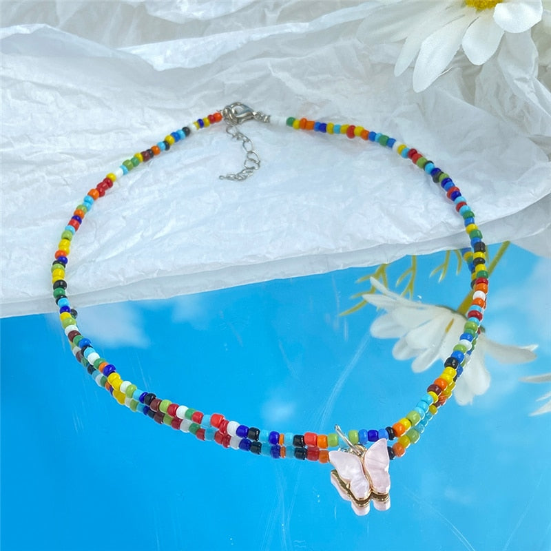Trendy Bead Strand Beaded Choker Necklace