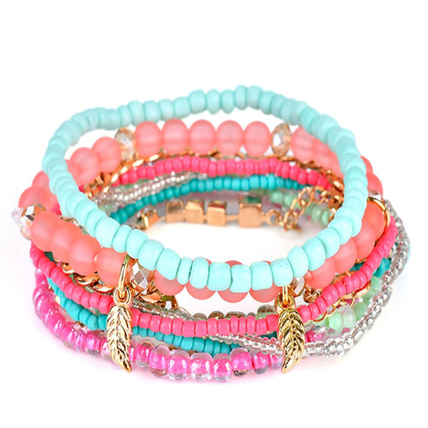 Conjunto de joyería Bohemia con tejido elástico multicapa