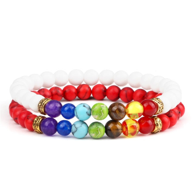 Red Turquoises Black Matte Natural Stone Men Bangle