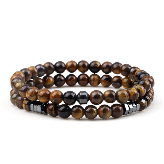 Red Turquoises Black Matte Natural Stone Men Bangle