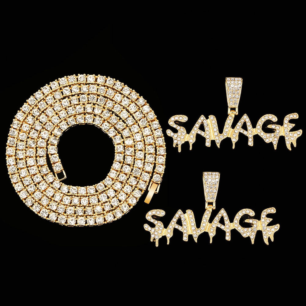 Bling Bling Savage Letter Necklace & Pendant