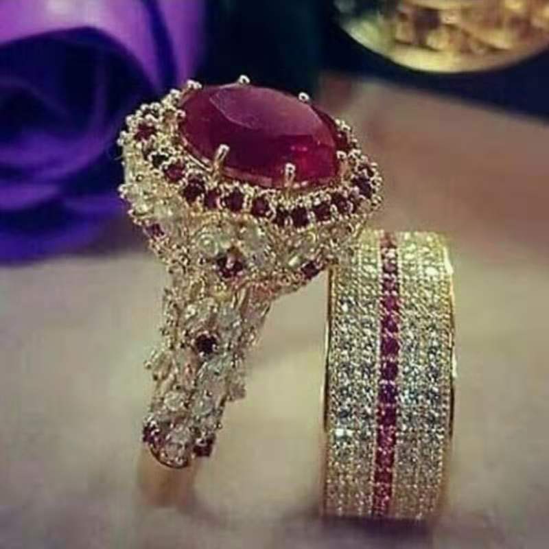 Temperament Crystal Cubic Zirconia Rings Set
