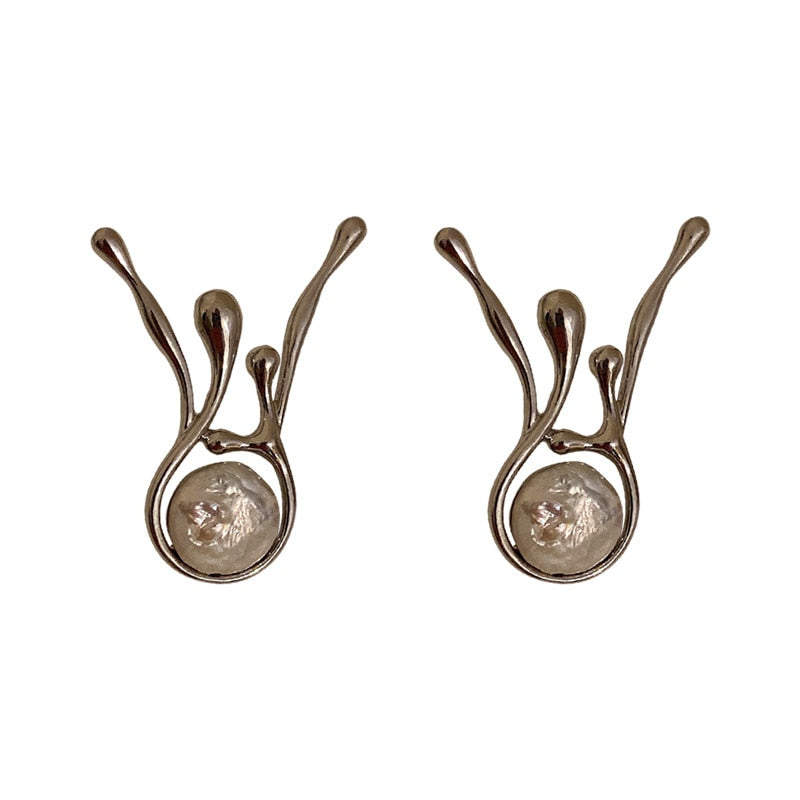 Needle Freshwater Pearl Stud Earrings For Women