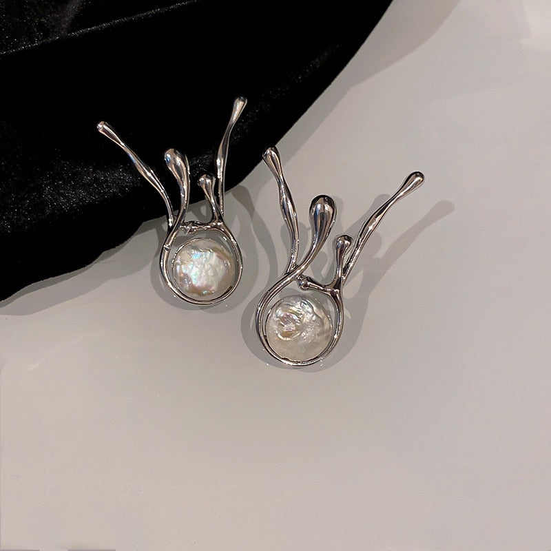 Needle Freshwater Pearl Stud Earrings For Women