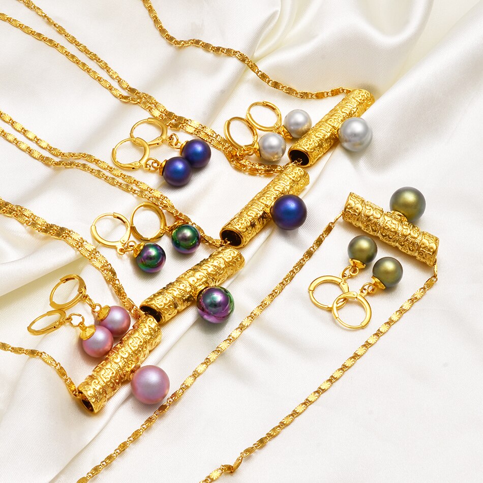 Hawaiian Pearl Jewelry sets Pendant Necklaces Earrings