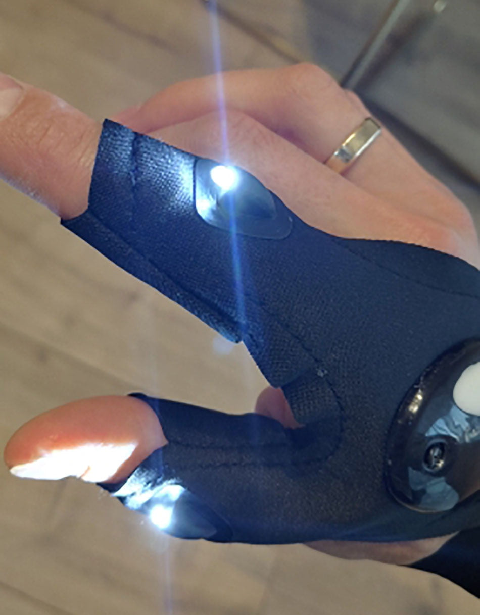 LED Flashlight Fingerless Glove