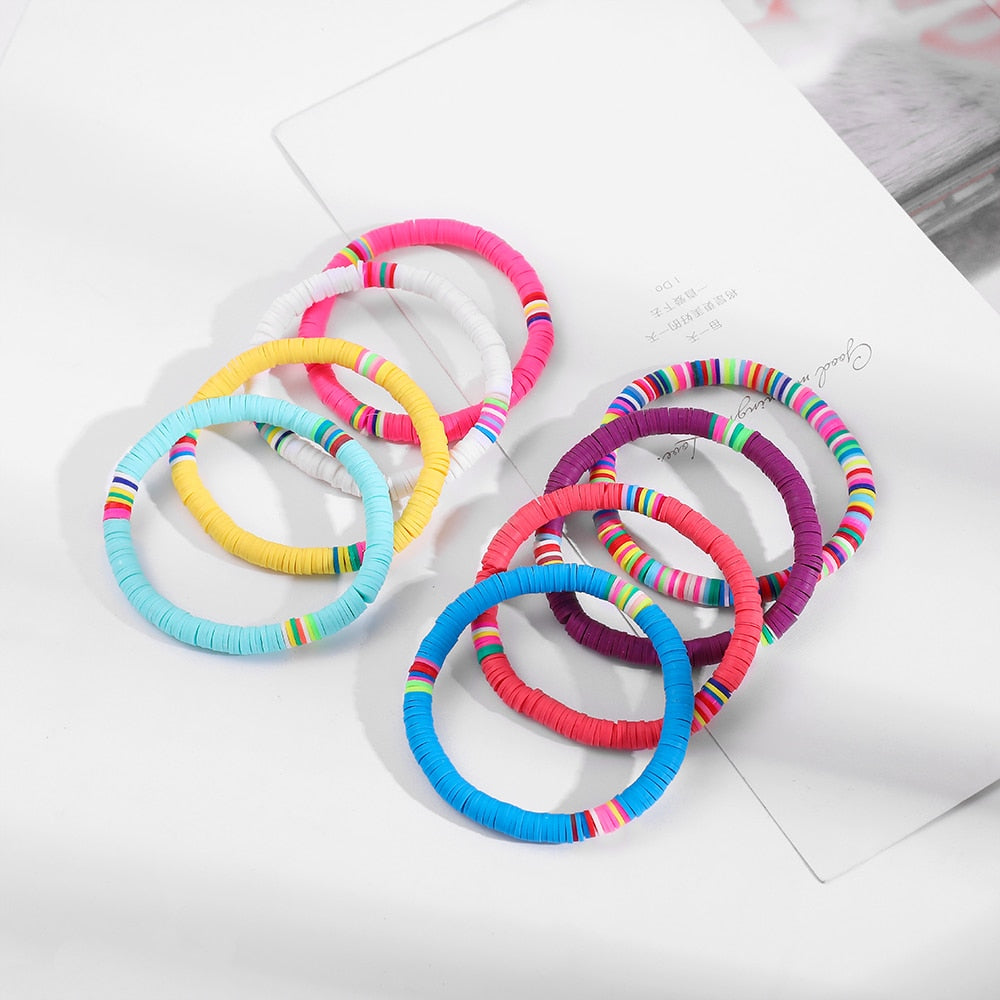 Boho Colorful Boho Polymer Clay Bracelet Set