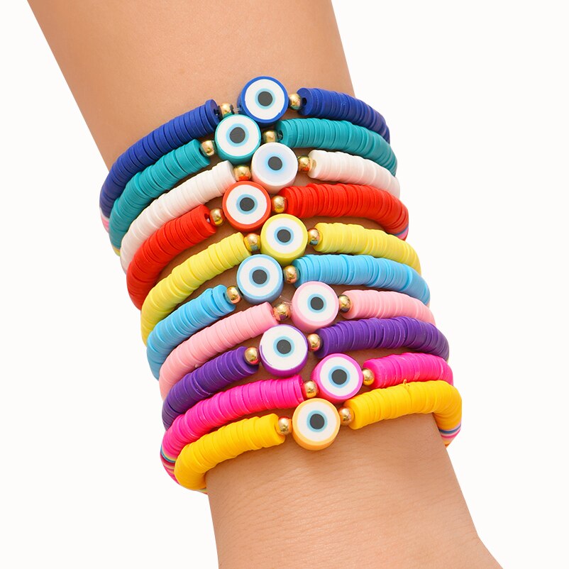 Boho Colorful Boho Polymer Clay Bracelet Set