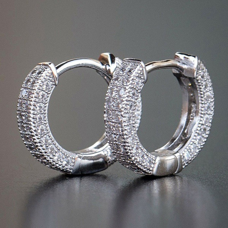 Hip Hop Bling Micro Paved CZ Zircon Earrings