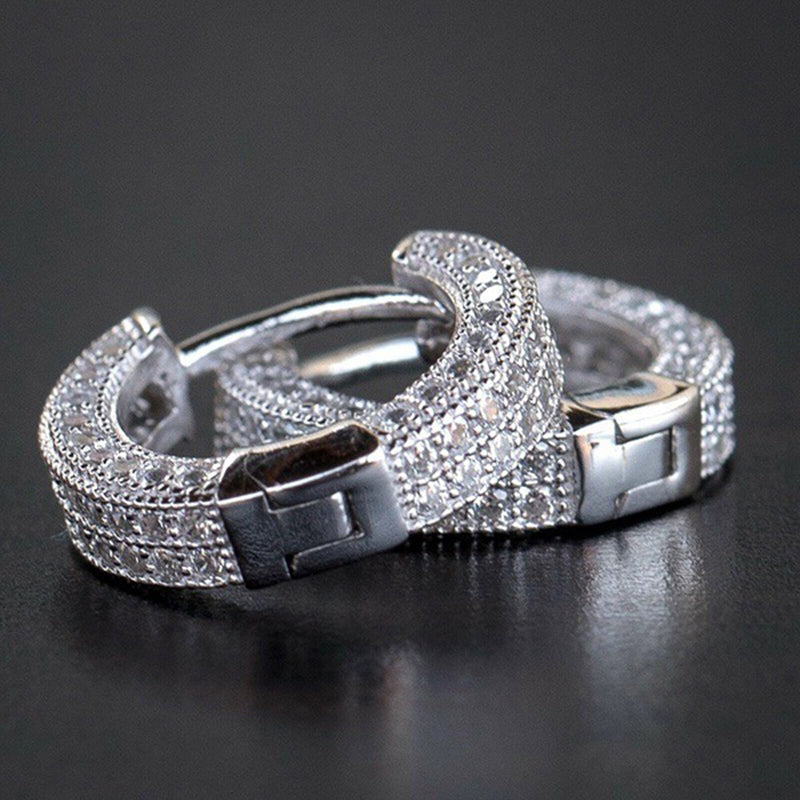 Hip Hop Bling Micro Paved CZ Zircon Earrings