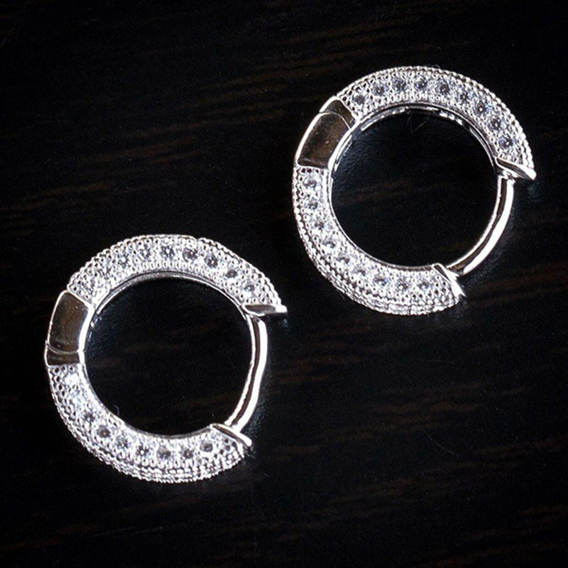 Hip Hop Bling Micro Paved CZ Zircon Earrings