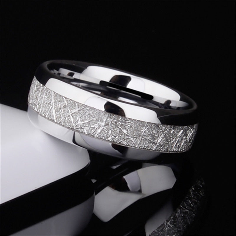 8mm Red Tungsten Wedding Band Black Tungsten Carbide Ring