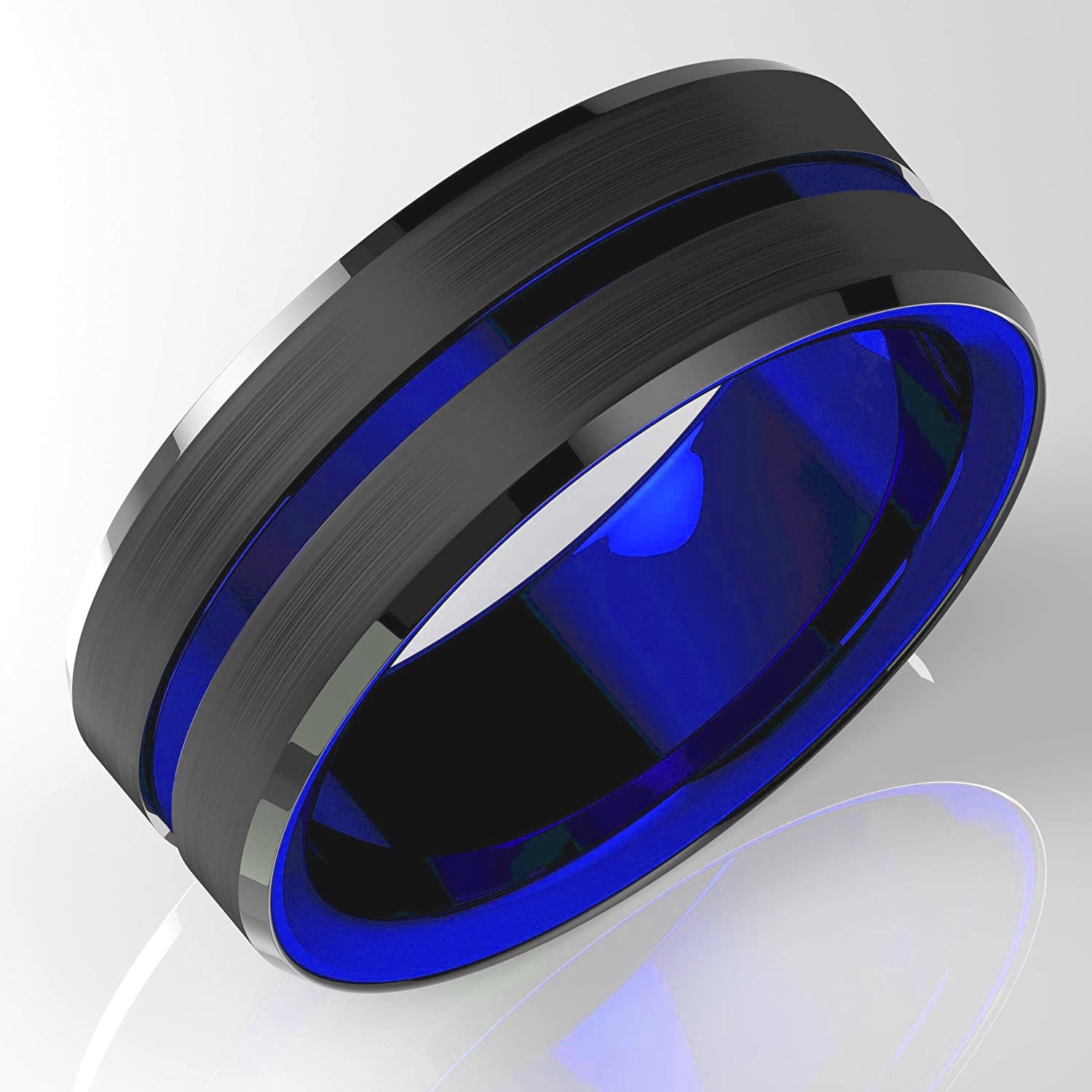 8mm Red Tungsten Wedding Band Black Tungsten Carbide Ring