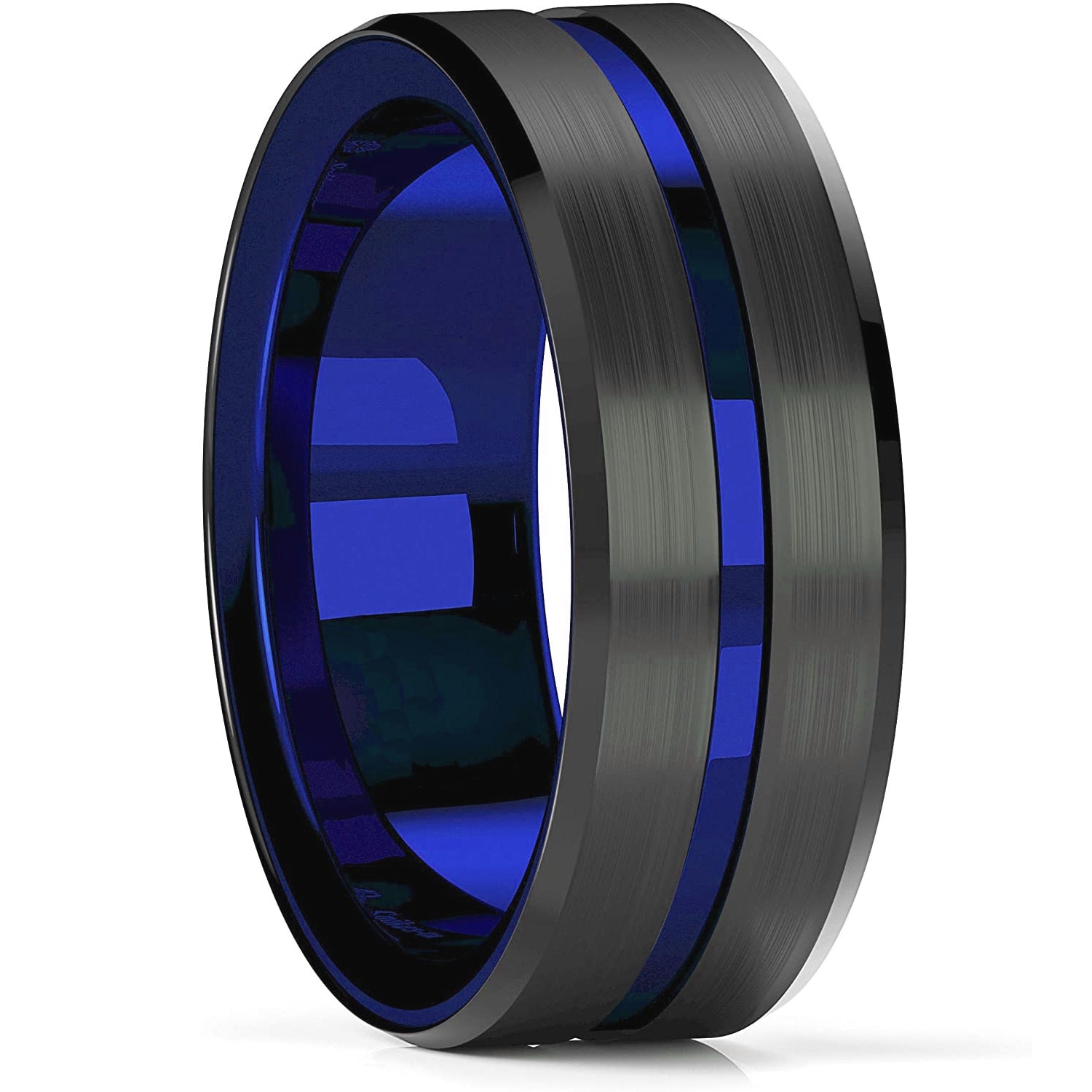 8mm Red Tungsten Wedding Band Black Tungsten Carbide Ring