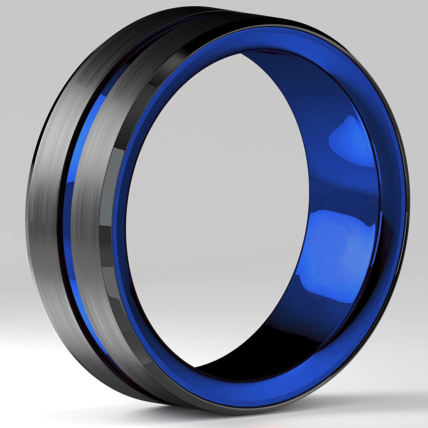 8mm Red Tungsten Wedding Band Black Tungsten Carbide Ring