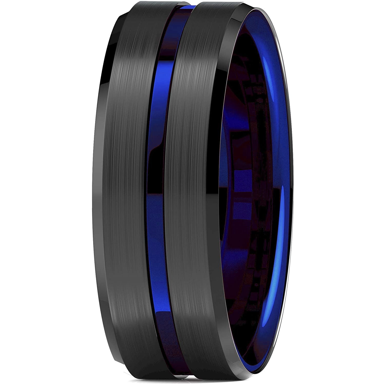 8mm Red Tungsten Wedding Band Black Tungsten Carbide Ring