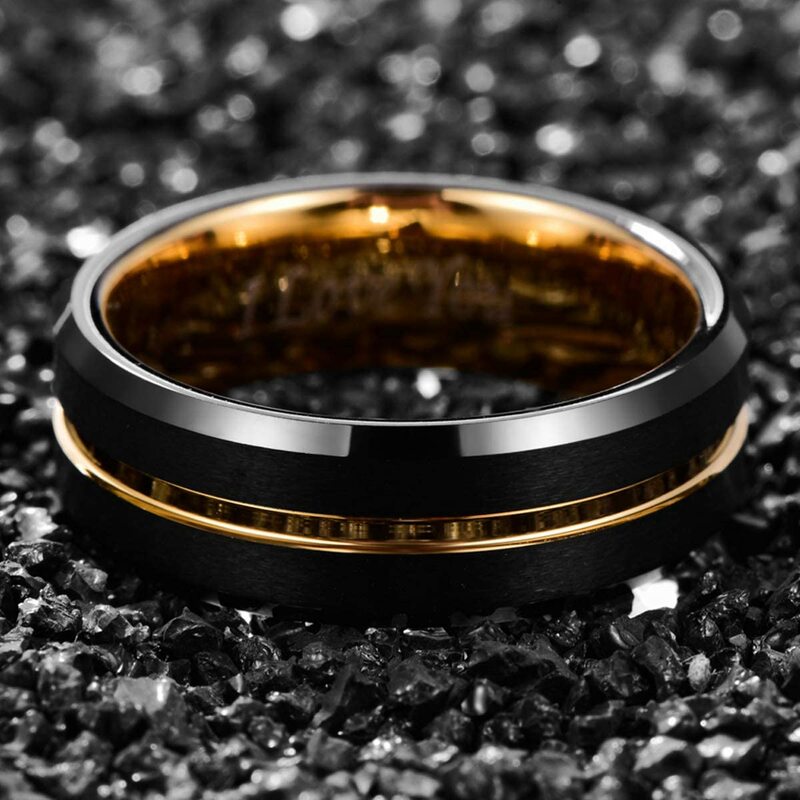 8mm Red Tungsten Wedding Band Black Tungsten Carbide Ring