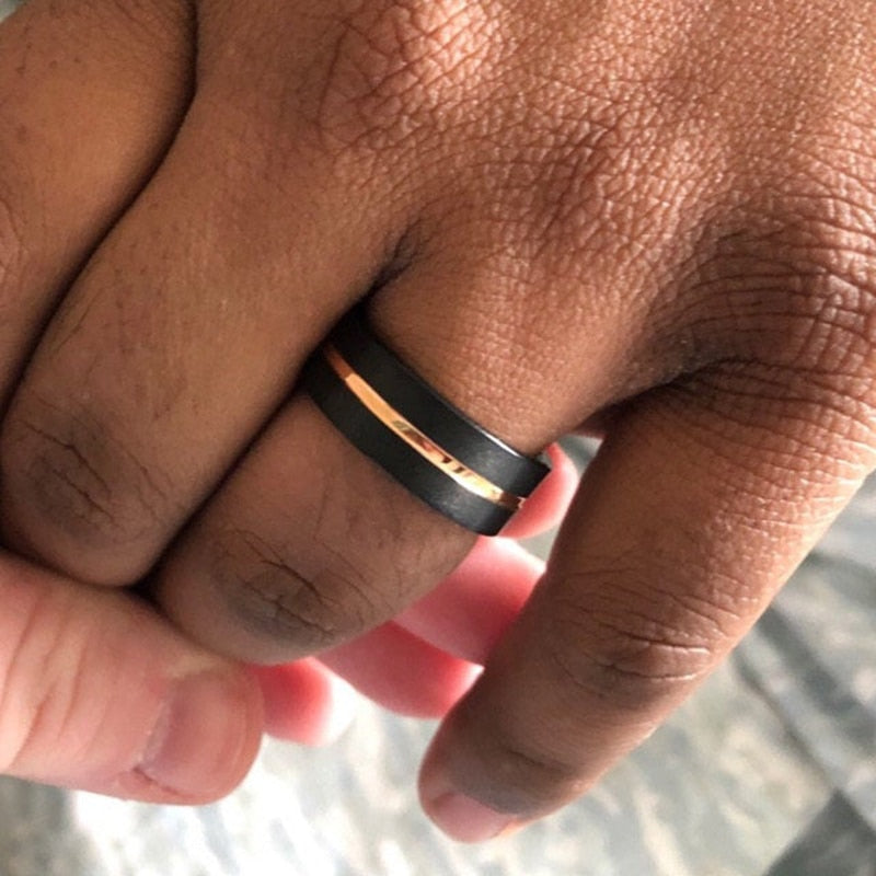 8mm Red Tungsten Wedding Band Black Tungsten Carbide Ring