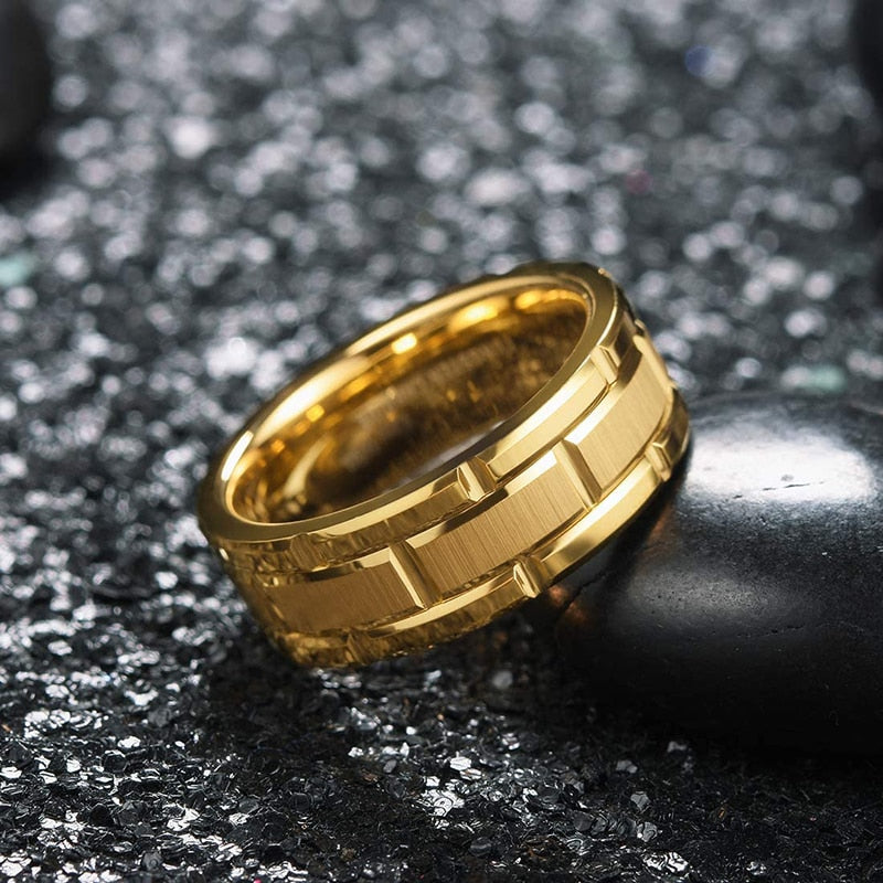 8mm Red Tungsten Wedding Band Black Tungsten Carbide Ring