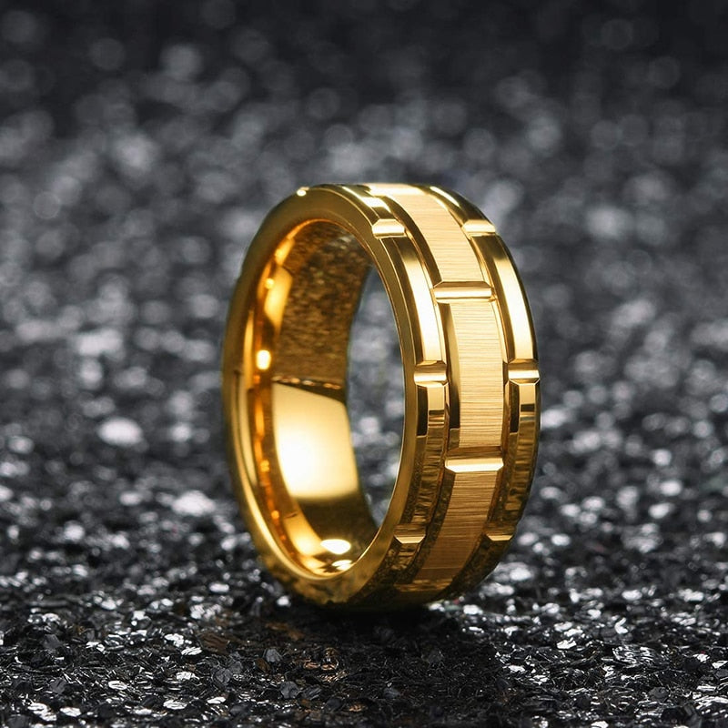8mm Red Tungsten Wedding Band Black Tungsten Carbide Ring