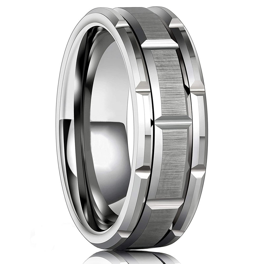 8mm Red Tungsten Wedding Band Black Tungsten Carbide Ring