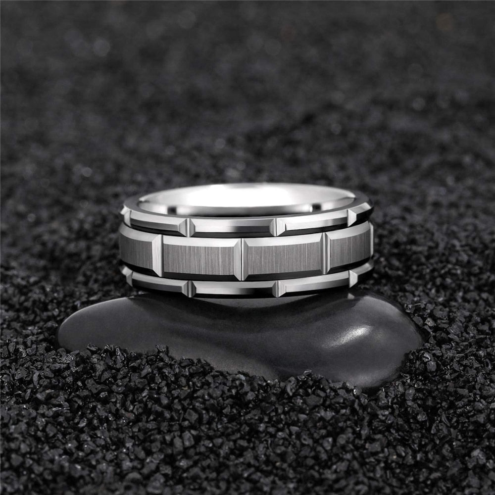 8mm Red Tungsten Wedding Band Black Tungsten Carbide Ring