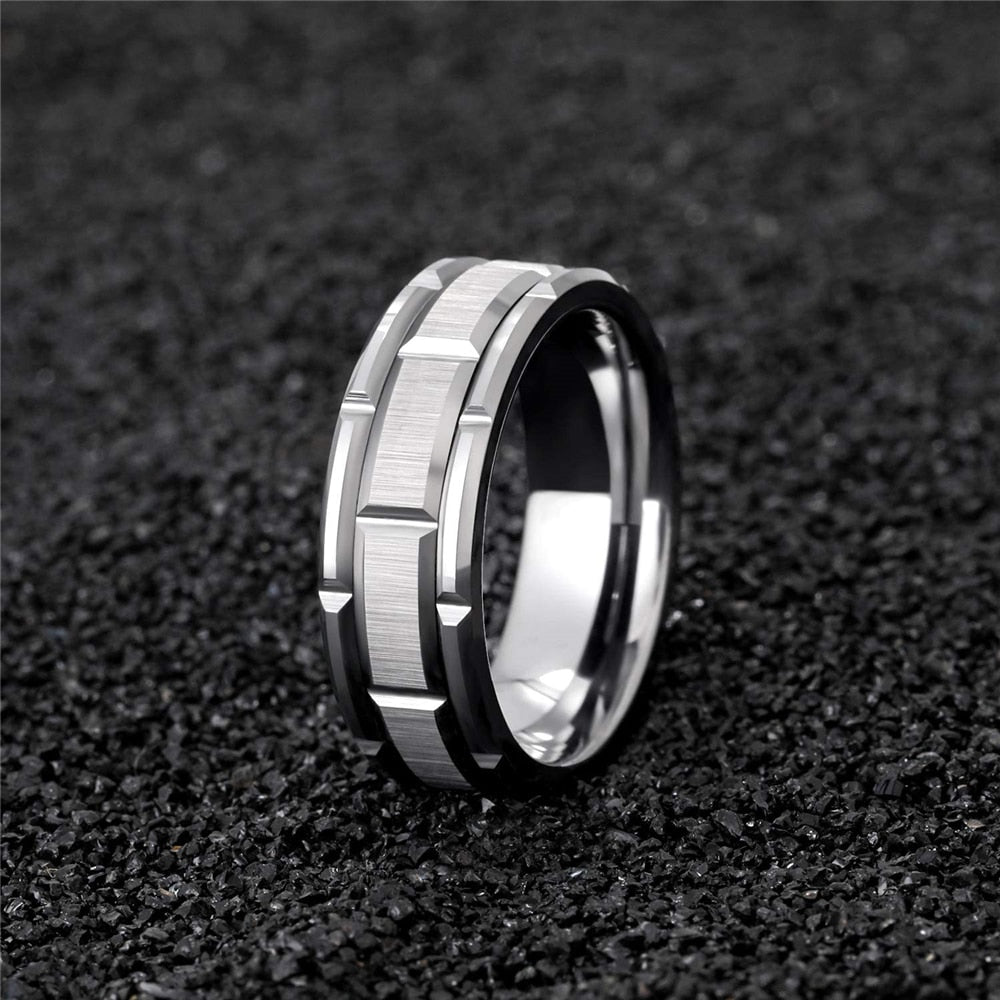 8mm Red Tungsten Wedding Band Black Tungsten Carbide Ring