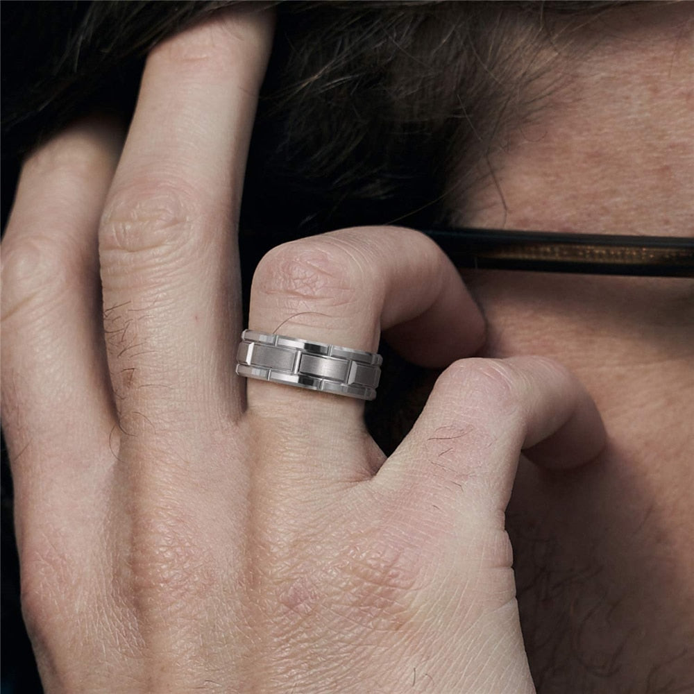 8mm Red Tungsten Wedding Band Black Tungsten Carbide Ring