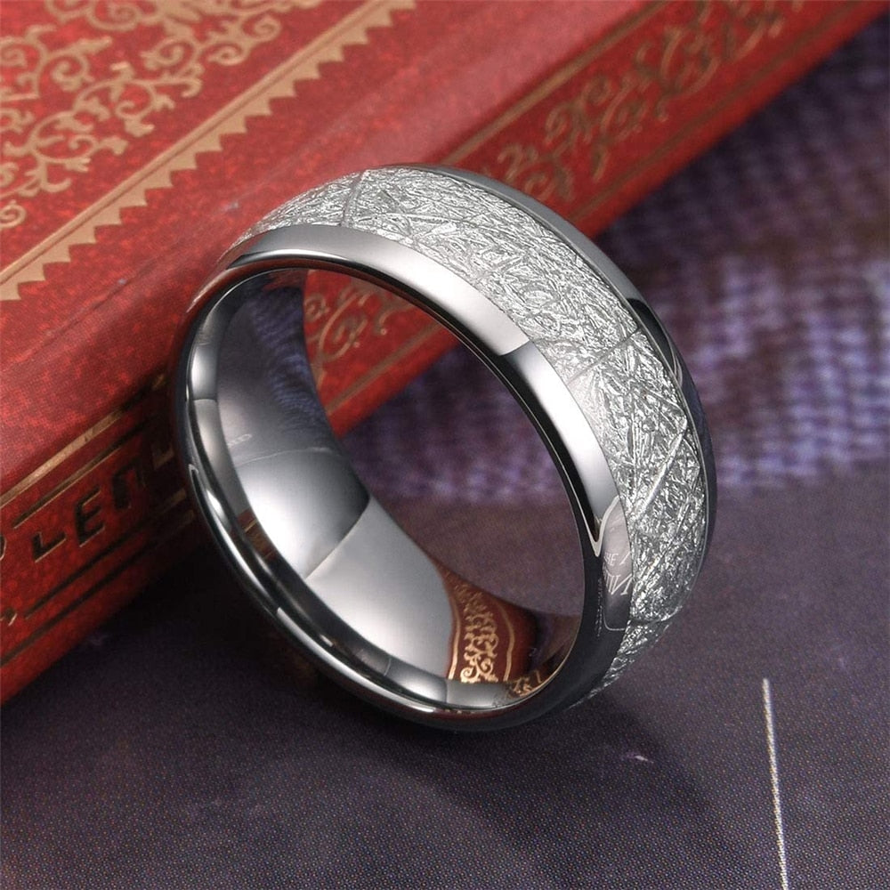 8mm Red Tungsten Wedding Band Black Tungsten Carbide Ring