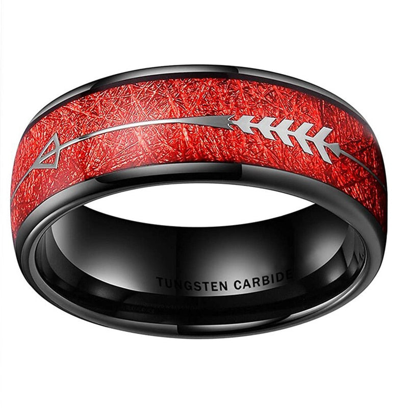 8mm Red Tungsten Wedding Band Black Tungsten Carbide Ring