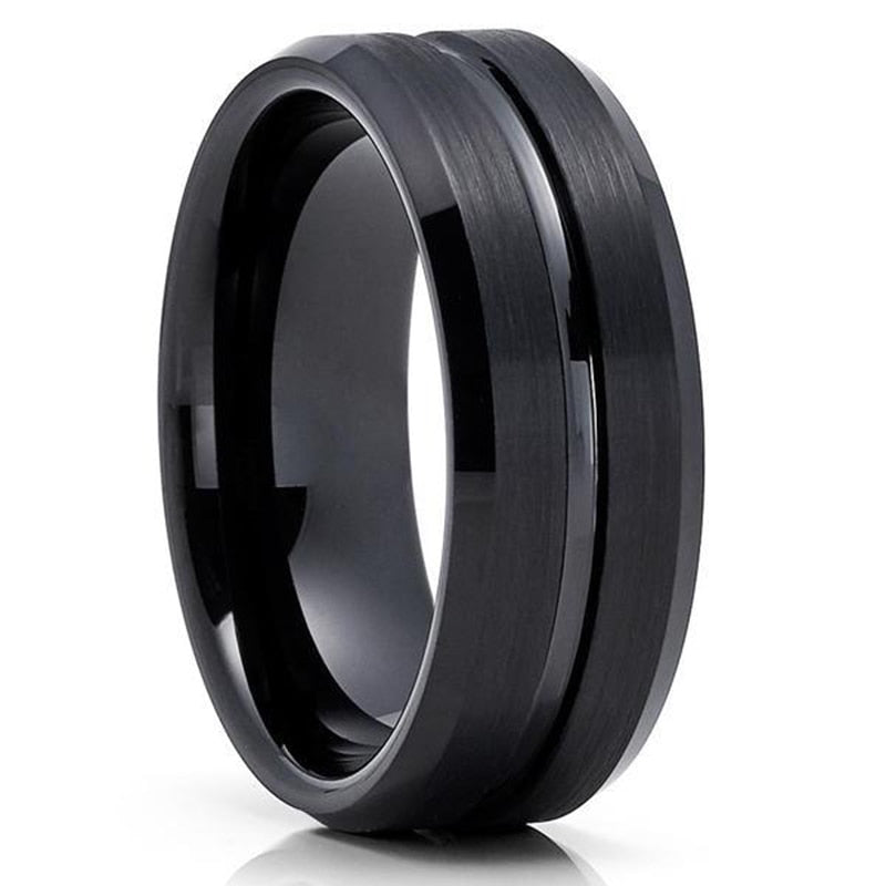 8mm Red Tungsten Wedding Band Black Tungsten Carbide Ring
