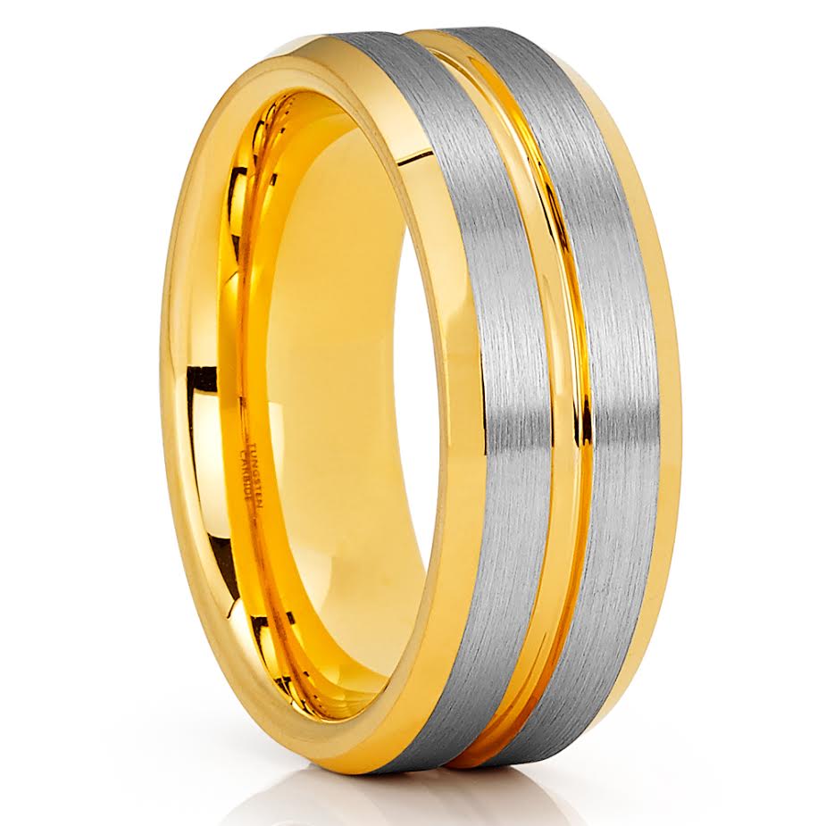 8mm Red Tungsten Wedding Band Black Tungsten Carbide Ring