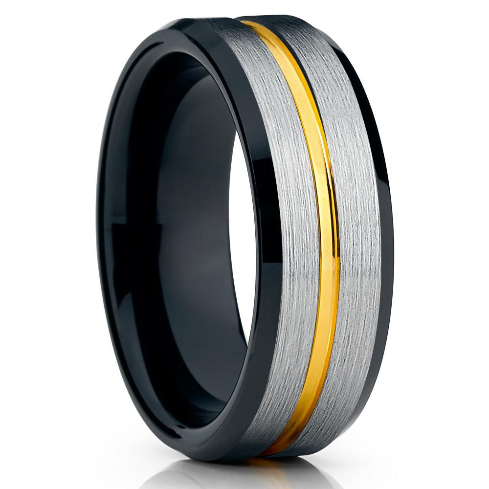 8mm Red Tungsten Wedding Band Black Tungsten Carbide Ring