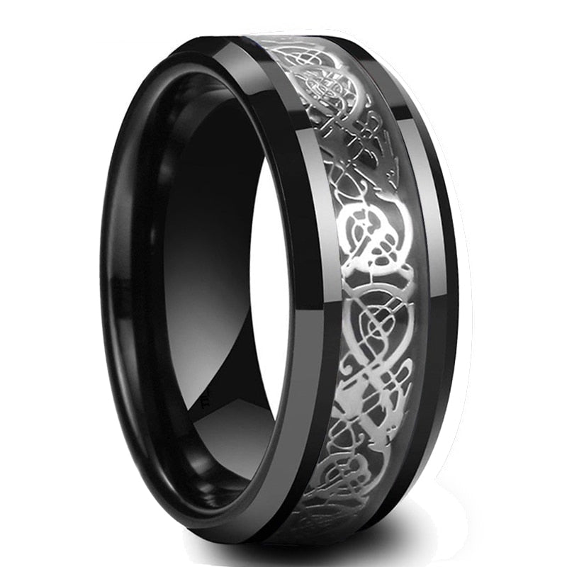 8mm Red Tungsten Wedding Band Black Tungsten Carbide Ring