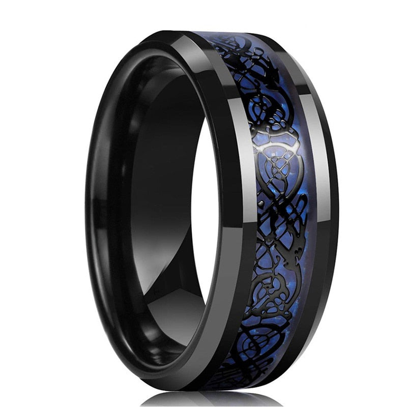 8mm Red Tungsten Wedding Band Black Tungsten Carbide Ring