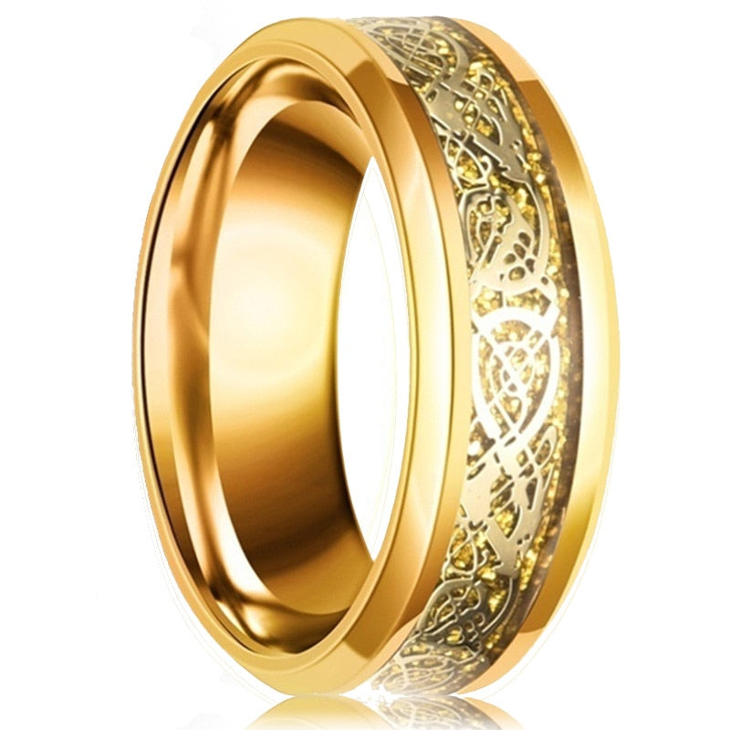 8mm Red Tungsten Wedding Band Black Tungsten Carbide Ring