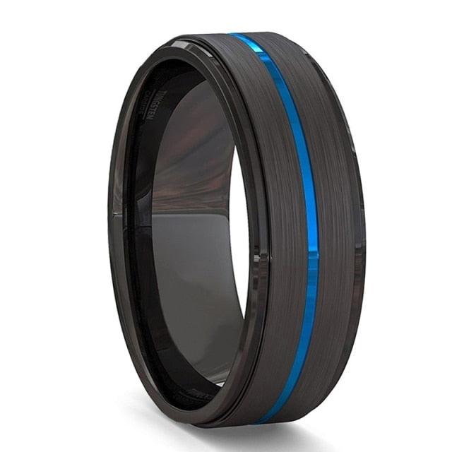 8mm Red Tungsten Wedding Band Black Tungsten Carbide Ring