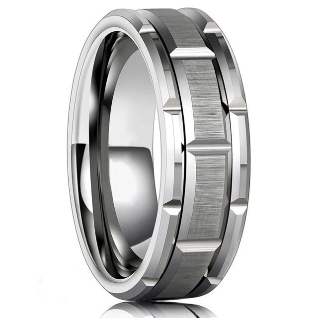 8mm Red Tungsten Wedding Band Black Tungsten Carbide Ring