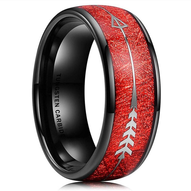 8mm Red Tungsten Wedding Band Black Tungsten Carbide Ring